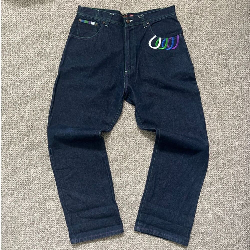 Embroidered Risk Denim Jeans - Picture 2 of 11